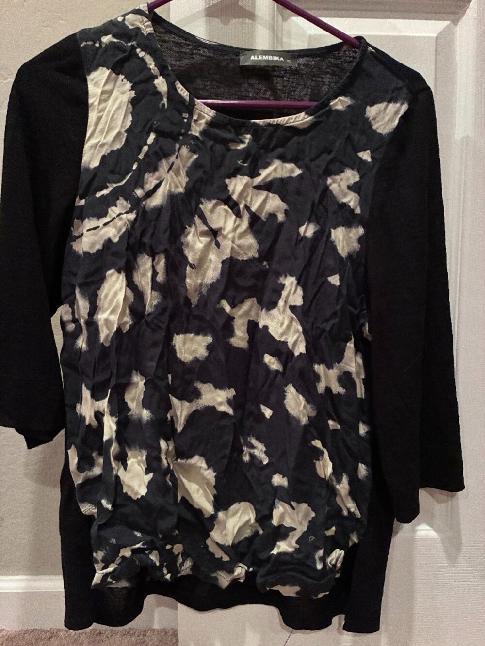 Black-and-white flowy blouse